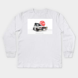 Datsun 510 jdm artwork, widebody design by ASAKDESIGNS. checkout my store for more creative works Kids Long Sleeve T-Shirt